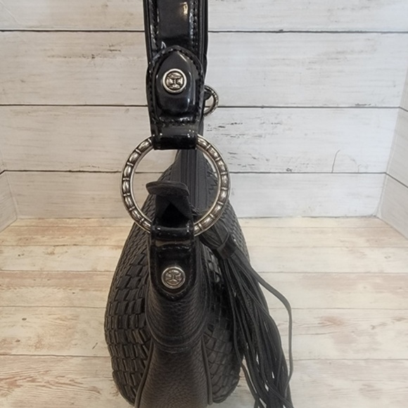 BRIGHTON BLACK WOVEN HANDBAG WITH TASSEL - Picture 2 of 16